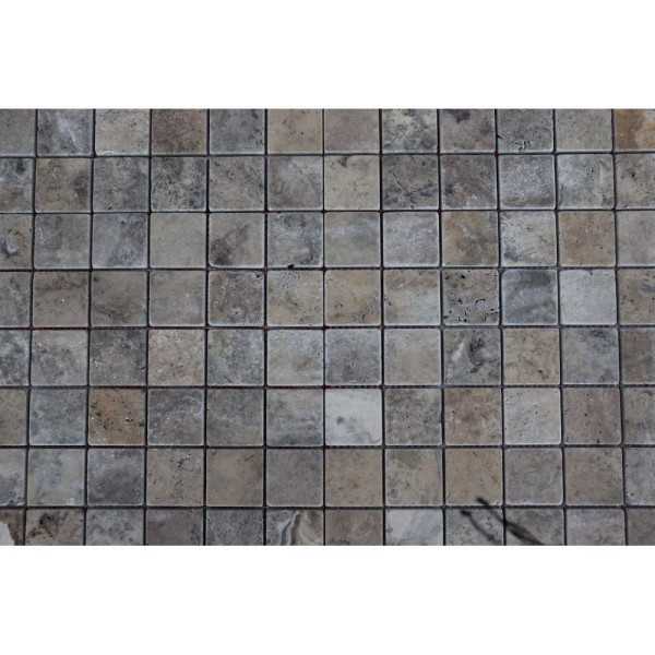 Silver travertin Mozaiek 1x4,8x4,8