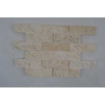 Light travertin Mozaiek Split Face 1,2x4,8x15 zonder net