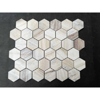 Palisandro marmer 2" hexagon mozaiek